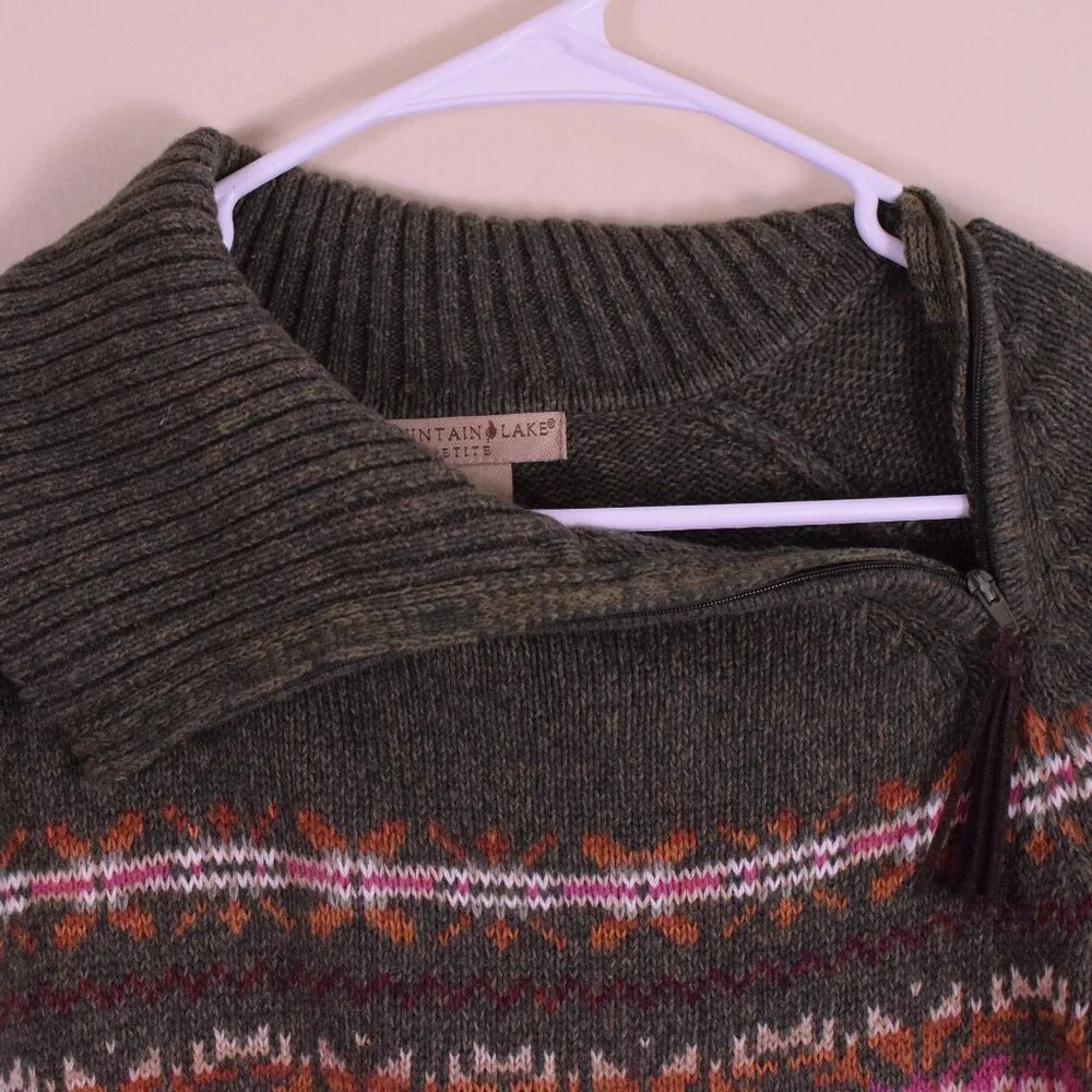 Mountain Lake Cotton Chunky Warm Thick Fall Cozy Sweater Cabincore Cottage - M